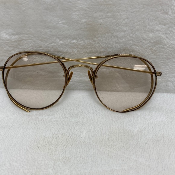 VTG Round Gold Wire Rim Glasses Eyeglasses w/ Case Dr Phillips San Angelo TX
